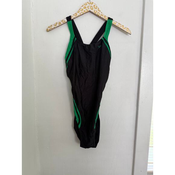 Speedo Women's Black Green One Piece Swimsuit | Size 14 40 - Picture 1 of 5